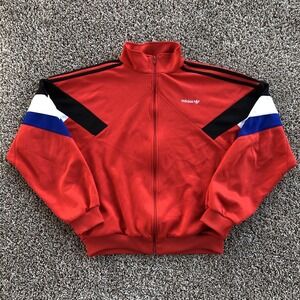 Vintage 80s Adidas Trefoil Track Jacket Full Zip Colorblock Back Greek Letters